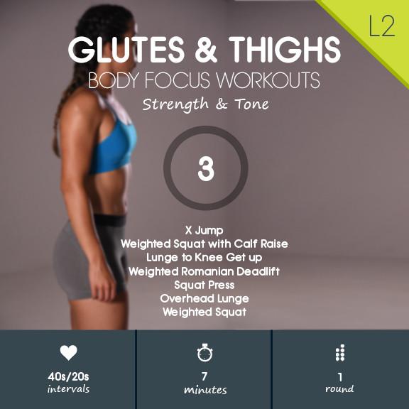 Butt & Thigh Toning HIIT Workout - 7 minute - Level 2 - 40s/20s